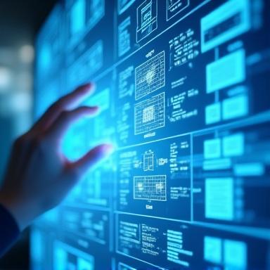 A detailed architectural diagram on a digital screen.